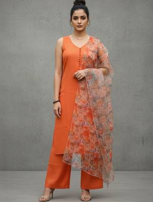 women floral regular cotton workwear kurta with trousers & with dupatta 3