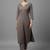 women regular thread work silk crepe workwear kurta with trousers