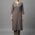 women regular thread work silk crepe workwear kurta with trousers