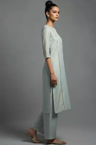 women ethnic motifs embroidered regular thread work workwear kurta with palazzos
