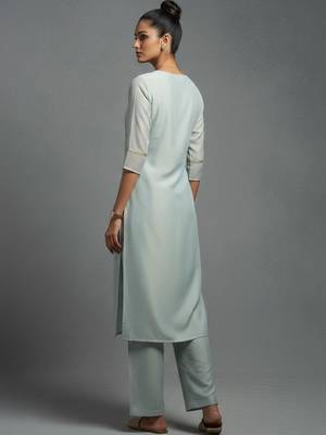 women ethnic motifs embroidered regular thread work workwear kurta with palazzos 7
