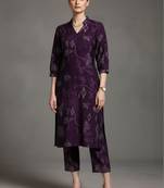 women ethnic motifs printed regular workwear kurta with trousers