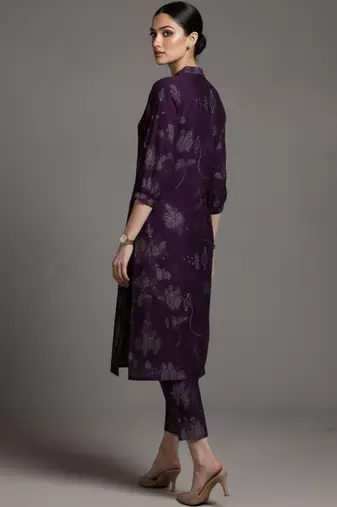 women ethnic motifs printed regular workwear kurta with trousers