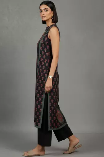 women ethnic motifs printed regular workwear kurta with trousers