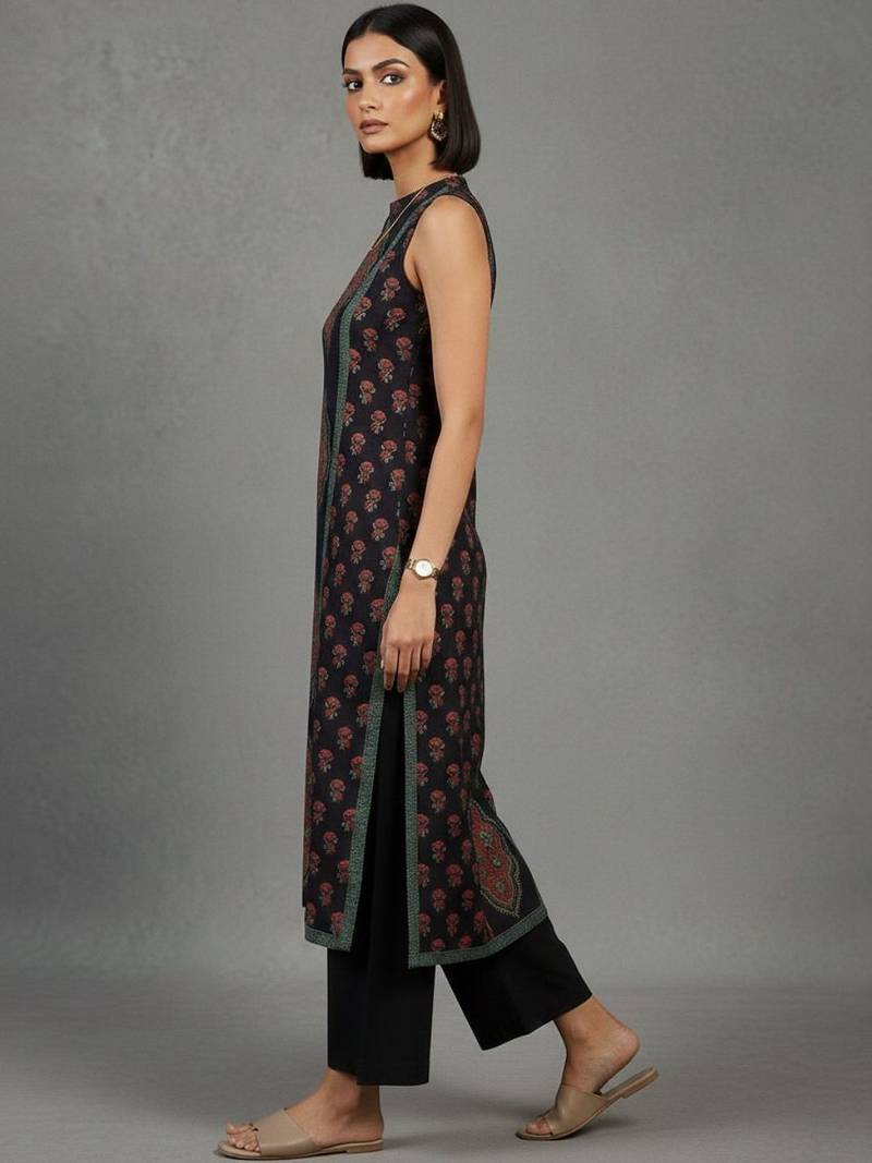 women ethnic motifs printed regular workwear kurta with trousers