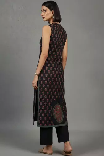 women ethnic motifs printed regular workwear kurta with trousers