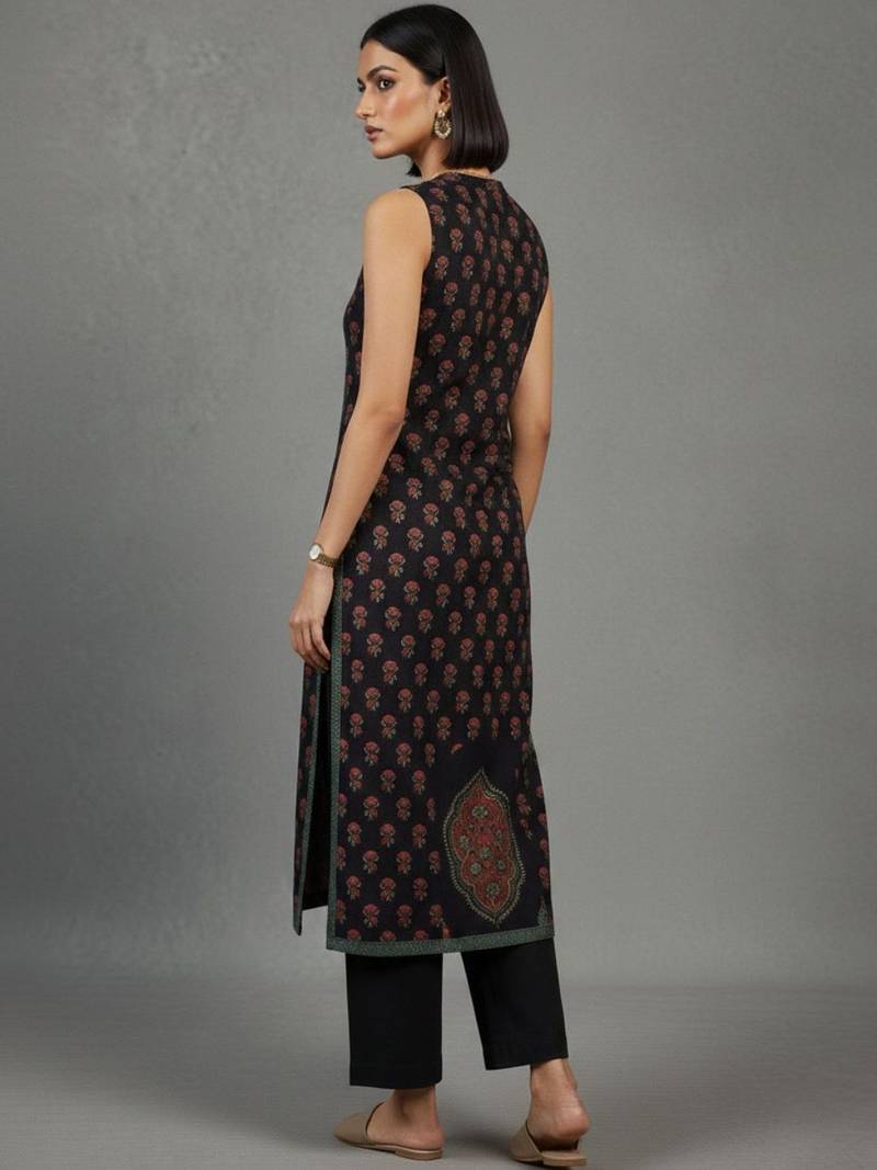 women ethnic motifs printed regular workwear kurta with trousers