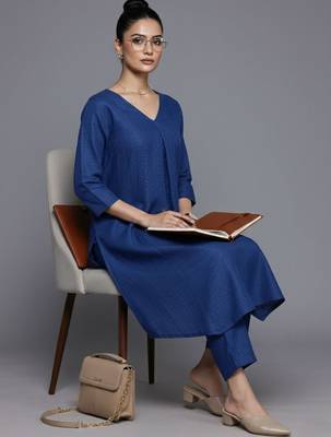 women regular workwear kurta with trousers 1