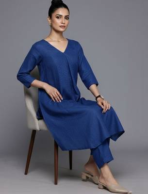 women regular workwear kurta with trousers 2