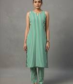women striped regular workwear kurta with trousers