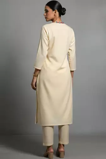 women embroidered regular thread work workwear kurta with trousers & with dupatta
