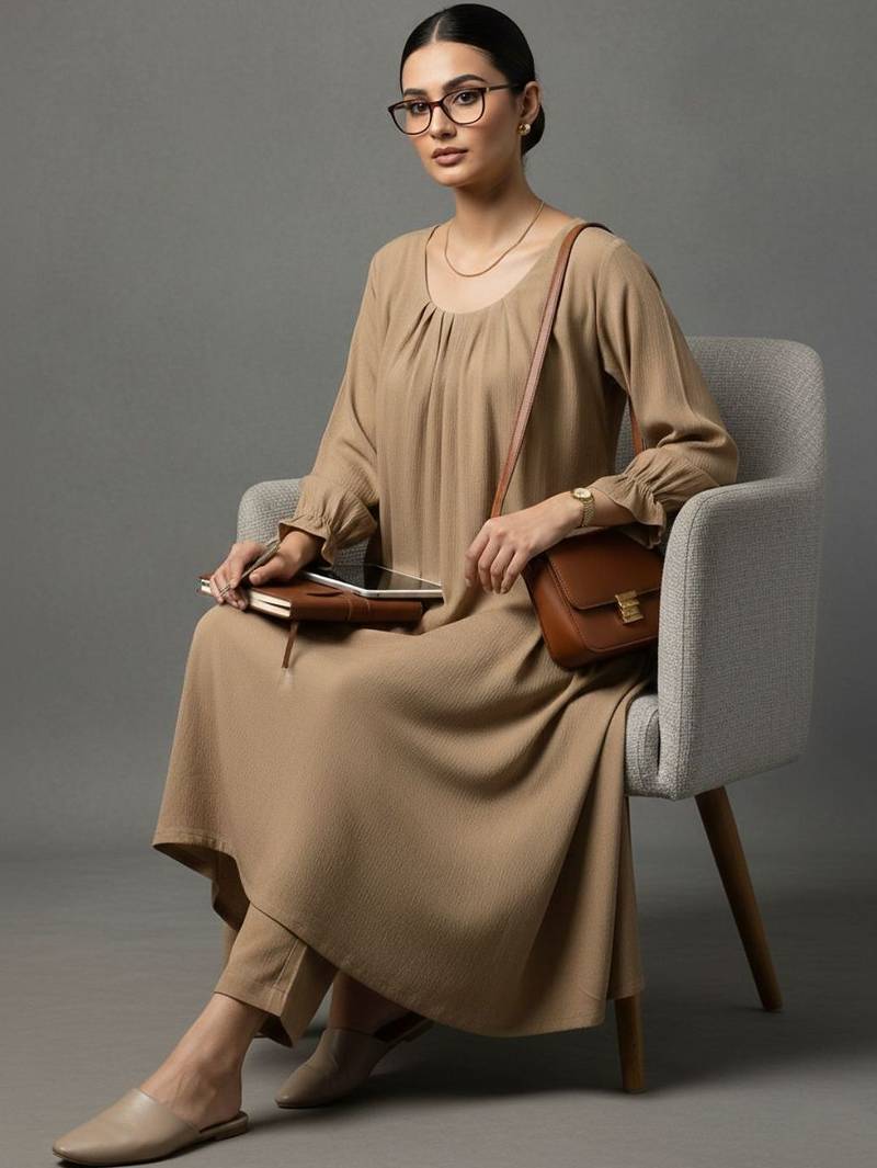 women regular workwear kurta with trousers