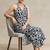 women printed regular cotton workwear kurta with trousers