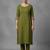 women ethnic motifs pleated thread work workwear kurta with trousers