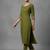 women ethnic motifs pleated thread work workwear kurta with trousers