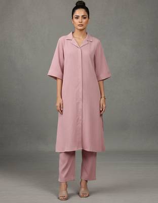 women regular silk crepe workwear kurta with trousers 1