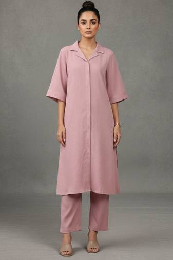 women regular silk crepe workwear kurta with trousers