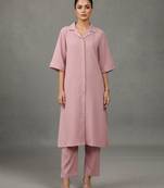 women regular silk crepe workwear kurta with trousers