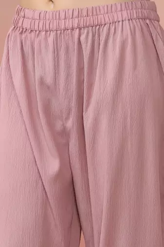 women regular silk crepe workwear kurta with trousers