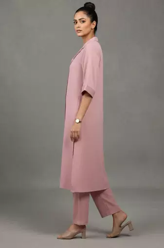 women regular silk crepe workwear kurta with trousers