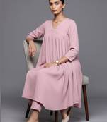 women panelled silk crepe workwear kurta with trousers
