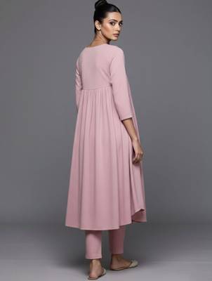women panelled silk crepe workwear kurta with trousers 3