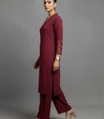 women regular silk crepe workwear kurta with palazzos