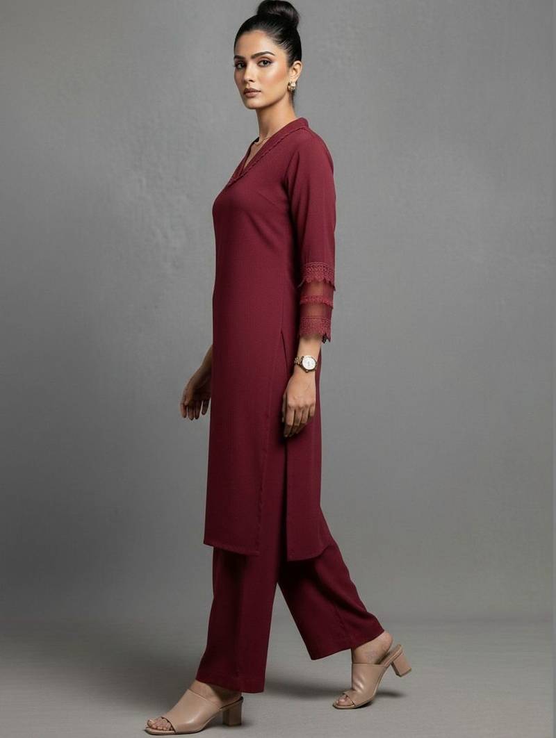 women regular silk crepe workwear kurta with palazzos