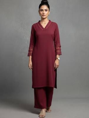 women regular silk crepe workwear kurta with palazzos 3