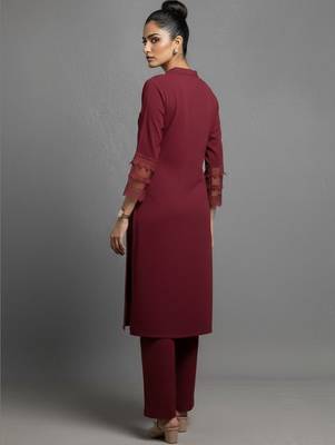 women regular silk crepe workwear kurta with palazzos 5