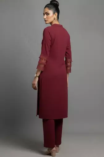 women regular silk crepe workwear kurta with palazzos