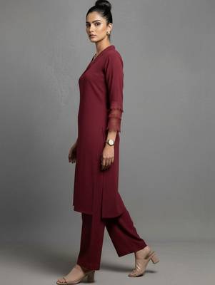 women regular silk crepe workwear kurta with palazzos 7