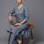 women regular thread work workwear kurta with trousers & with dupatta