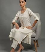 women regular thread work workwear kurta with trousers