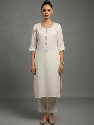 women regular thread work workwear kurta with trousers 2