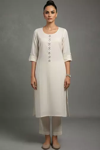 women regular thread work workwear kurta with trousers