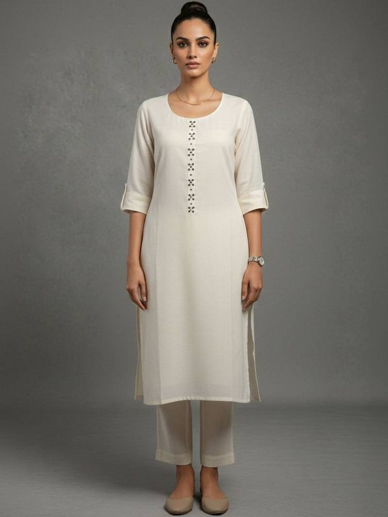 women regular thread work workwear kurta with trousers