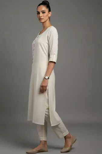 women regular thread work workwear kurta with trousers
