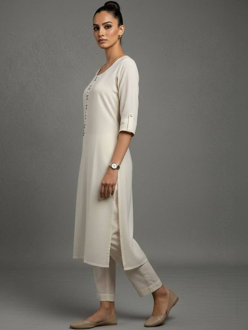 women regular thread work workwear kurta with trousers