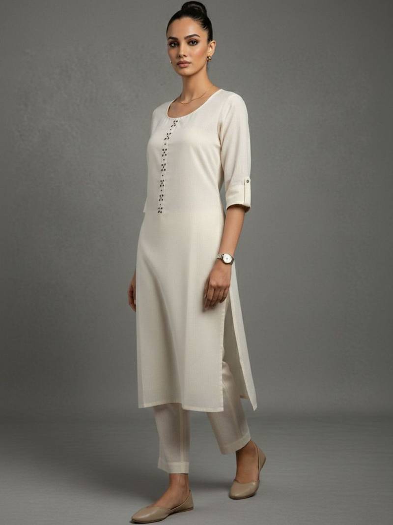 women regular thread work workwear kurta with trousers