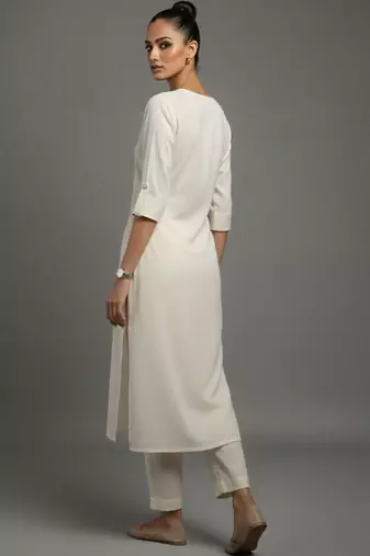 women regular thread work workwear kurta with trousers