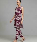 women floral printed regular cotton workwear kurta with trousers