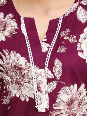 women floral printed regular cotton workwear kurta with trousers 2