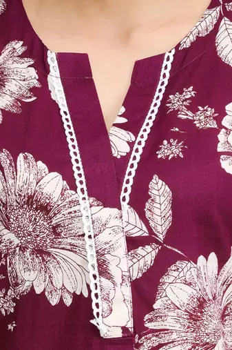 women floral printed regular cotton workwear kurta with trousers