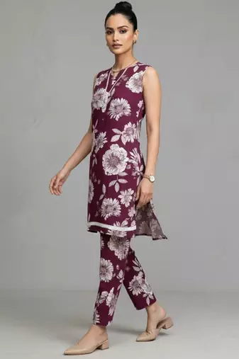 women floral printed regular cotton workwear kurta with trousers