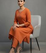 women ethnic motifs embroidered regular thread work workwear kurta with trousers