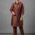 women printed regular chanderi silk workwear kurta with trousers