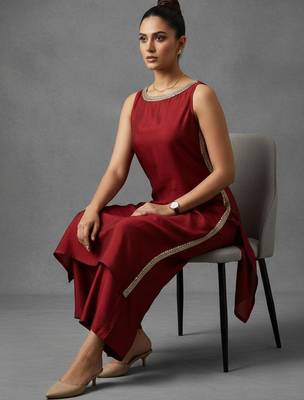 women regular gotta patti workwear kurta with palazzos 1