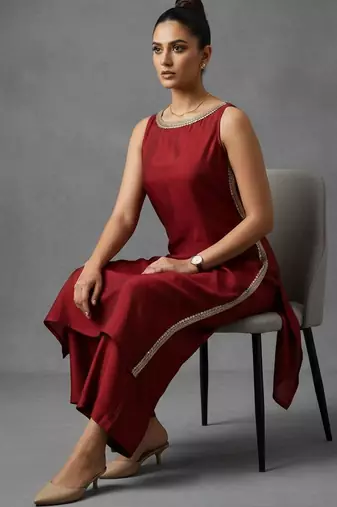 women regular gotta patti workwear kurta with palazzos