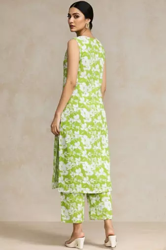 everyday workwear printed floral printed regular kurta with trousers